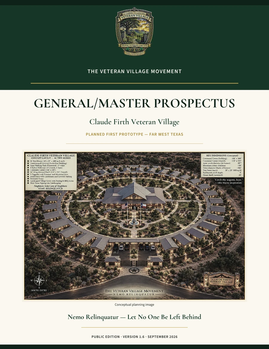 Cover of The Veteran Village Movement General/Master Prospectus, Public Edition, Version 1.6